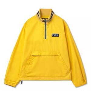 Polo Ralph Lauren Men's Jacket Size L Yellow Poplin Volleyball 1/4 Zip Pullover